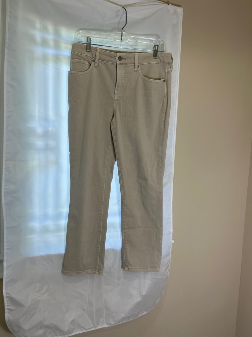 Chico's Neutral Tan Straight-Leg Jeans